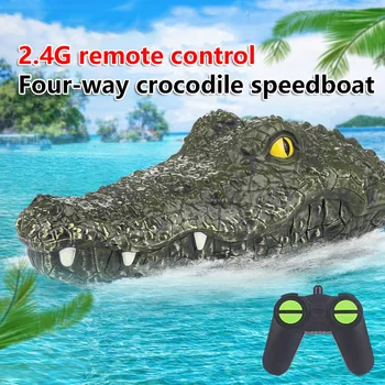 2,4 Г Радиоуправляемый Крокодил Электрическая Радиоуправляемая Лодка Кляп Забавная Игрушка Высокоскоростной Водонепроницаемый Пульт Дистанционного Управления Плавсредство Игрушка для летних Водных Веселых лодок