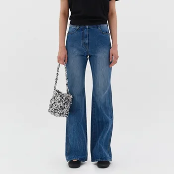 2023 Весенне-летние повседневные универсальные женские брюки-клеш с высокой талией