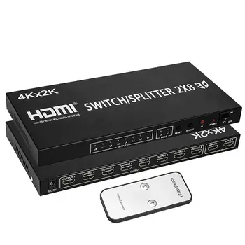 2X8 HDMI Разветвитель Full HD 4K Видео HDMI Переключатель 2x8 Сплит 2 в 8 Выходов Двойной дисплей Для PS3 Xbox PC К HD ТВ Монитору Проектору