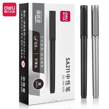 3 шт. нейтральная ручка DELI SA211 0,5 мм с гладкими черными чернилами, школьные канцелярские принадлежности для офиса