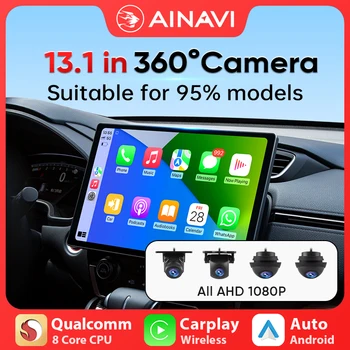 Ainavi 13,1-дюймовая 3D камера 360 Для Фольксваген Тойота Хонда КИА Сузуки Форд Carplay Авторадио Мультимедийный плеер Стерео видео