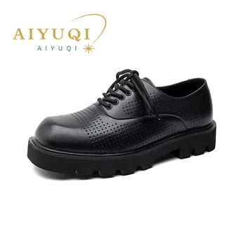 AIYUQI, мужская обувь, Британский стиль, 2023, Летние мужские оксфорды, Открытые повседневные Новые свадебные туфли на шнуровке для мужчин