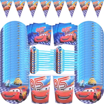 Disney Lightning Mcqueen Cars, Принадлежности для Вечеринки в честь Дня рождения детей, Одноразовая посуда, Тарелка, Салфетка, Солома, Украшения для вечеринки в честь Дня рождения ребенка