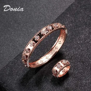 Donia jewelry модный браслет с микро-инкрустацией из циркона AAA с четырьмя листьями, набор креативных открывающихся женских браслетов