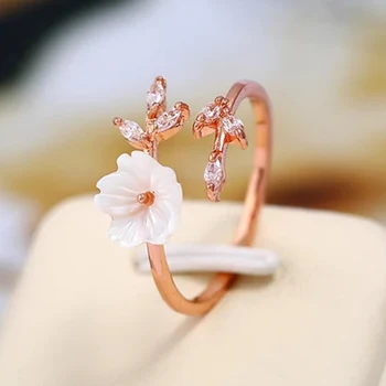 Huitan Изысканное кольцо на палец с цветком для новобрачных, Эстетическое регулируемое открывающее кольцо, подарок для девочки, Эффектные ювелирные изделия для женщин