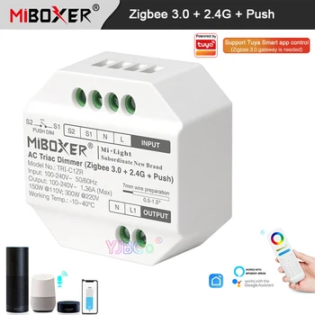 Miboxer Zigbee 3,0 Симисторный Диммер переменного тока Кнопочный контроллер 110 В 220 В 2,4 Г Пульт дистанционного управления галогенными лампами симисторные светодиодные лампы с регулируемой яркостью