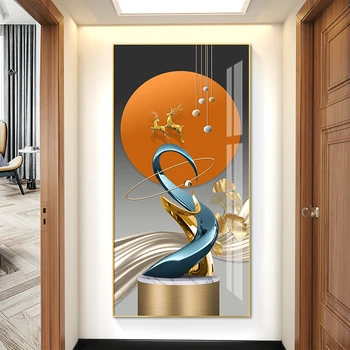 n абрикосовая абстрактная картина для украшения входа, легкая роскошная картина на фоне прохода в коридоре, современная простая
