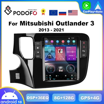 Podofo 2din CarPlay Android Автомобильный Радиоприемник Для Mitsubishi Outlander xl 3 GF0W GG0W 2013-2021 Мультимедийный Плеер Outlander Tesla Style