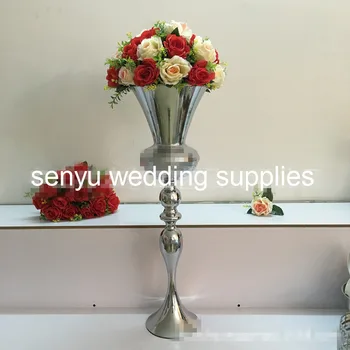 Большая цветочная ваза в современном стиле с серебристой подставкой для цветов mental, свадебное украшение senyu0326