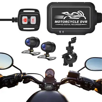 Видеорегистратор для вождения мотоцикла, Видеорегистратор для камеры мотоцикла, 150-градусная широкоугольная Мотоциклетная камера ночного видения, двойная фронтальная камера 1080P и
