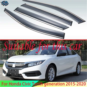 Для Honda Civic Десятого поколения 2015-2020 Пластиковый внешний козырек, вентиляционные шторы, Защита от Солнца и Дождя, Дефлектор 4 шт. 2017 2018