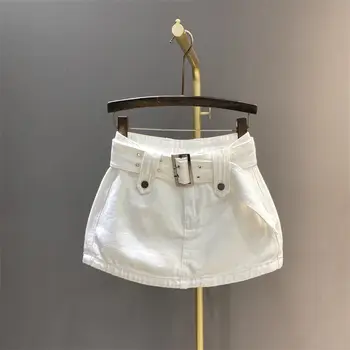 Женская джинсовая одежда в стиле ретро 2022, летняя новинка, хит продаж, короткая юбка-трапеция с высокой талией для девочек, брюки для девочек, джинсовая джинсовая юбка