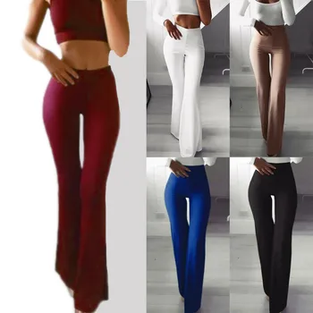 Женские однотонные расклешенные широкие брюки OL с расклешенным Низом, Хаки, черный, Белый
