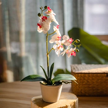 Искусственные орхидеи-бабочки, Искусственные цветы, Маленькие Бонсай для дома, гостиной, стола, сада, Уличные украшения в горшках, Аксессуары