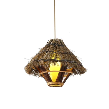Китайский ретро подвесной светильник, креативная бамбуковая художественная лампа, фонарь 