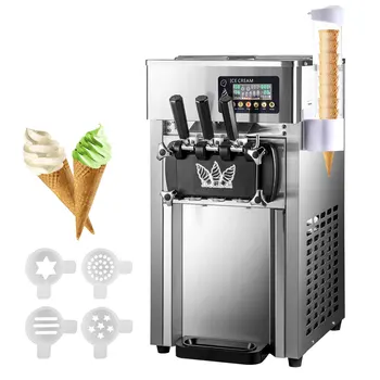 Коммерческая Профессиональная машина для приготовления мягкого мороженого VEVOR, 3 вкуса, 18Л/ч, коммерческая машина для приготовления мягкого мороженого