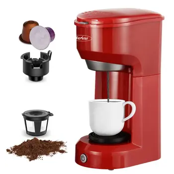 Кофеварка на одну порцию, емкость от 6 до 14 унций, автоматическое отключение, красный