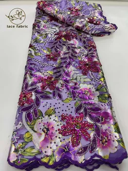 Кружевные ткани с пайетками в Нигерийском стиле 2023, Высококачественное Шифоновое кружево, Африканская кружевная ткань для Свадебного платья, французский тюль, Кружевной материал