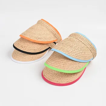 Летняя шляпа для женщин, Соломенная шляпа с подшитым верхом, кепка с козырьком, Дышащая солнцезащитная шляпа Унисекс, пляжная шляпа с изогнутыми полями, защита от солнца