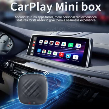 Мини Ai Tv Box Carplay Andoroid 11 Беспроводной Carplay Android Auto Gps для Audi Bmw Mazda Toyota Netflix Youtube 4G Lte 128G