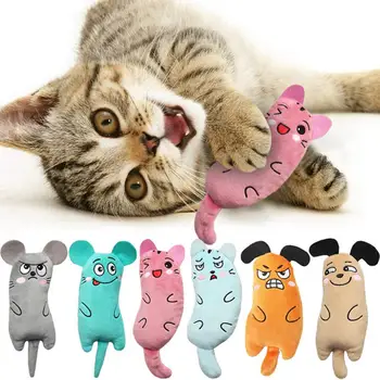 Мини-игрушки для кошек с кошачьей мятой, скрежещущие зубами, забавная интерактивная плюшевая игрушка для кошек, котенок, жевательная вокальная игрушка, когти, игрушки для укуса большого пальца для кошек