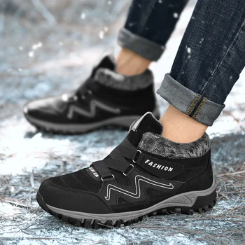 Мужская обувь для улицы, износостойкие, нескользящие зимние удобные плюшевые короткие ботинки для пар, повседневные зимние ботинки с бесплатной доставкой