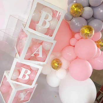 Название из букв A-Z Прозрачная коробка для воздушных шаров BABY ONE Blocks, подарочная коробка для вечеринки для мальчиков и девочек, Свадебное украшение, Детский душ, Вечеринка по случаю дня рождения