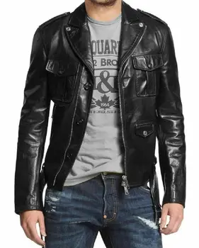 Новая мужская кожаная куртка Приталенного кроя, куртка в байкерском стиле, европейские и американские модные тенденции