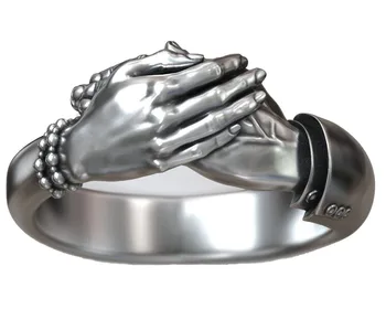 Обнимающие руки Мужчины и женщины, обнимающие палец, Золотое кольцо из твердого стерлингового серебра 925 пробы, уличная мода