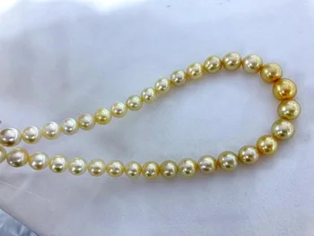 Ожерелье из морского жемчуга 8-12 мм для женщин, изысканные Золотые круглые жемчужины Southsea, Модные ювелирные изделия из стерлингового серебра 925 пробы, подарок для свадебной вечеринки