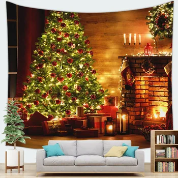 Рождественский гобелен, декор стен для спальни, украшение комнаты в общежитии, Теплая Рождественская ночь, фестиваль, Гобелен, Психоделические принты на стенах