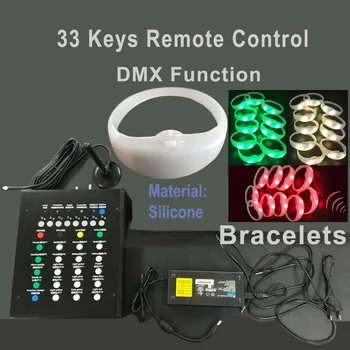 Светодиодные Силиконовые TPU Nylone DMX Светящиеся браслеты для домашних Вечеринок, клубов и мероприятий, Пульт дистанционного Управления с 33 клавишами, 1000 шт./лот