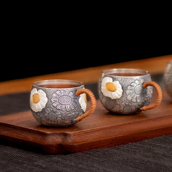 Серебряная чашка 999 пробы серебряная чайная чашка маленькая маргаритка мастер чашка Китайский бытовой чайный сервиз кунг-фу серебряная чашка