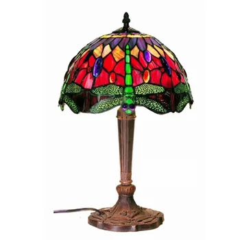 Склад настольной лампы Tiffany из фиолетового и красного стекла Dragonfly Tiffany
