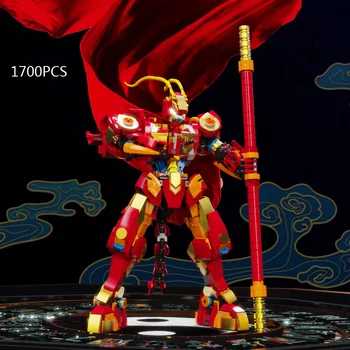 Строительный блок Super Robot Mech MOC Китайская Мифология Monkey King Battle Mecha Model Кирпичи Собирают Игрушки С легкой Коллекцией