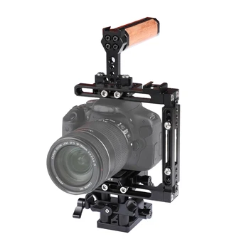 Удлинительная камера CAMVATE с C-образной рамой С быстроразъемной пластиной Manfrotto, регулируемым 15-мм рейлинговым блоком и деревянной верхней ручкой
