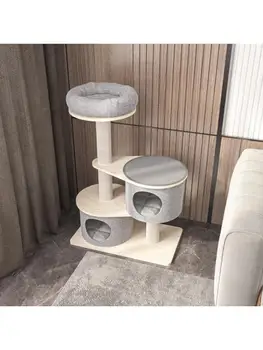 Устойчивая рама для лазания кошек, наполнитель для кошачьего туалета, Многослойная мебель для кошек из массива дерева, многофункциональная подставка для когтей