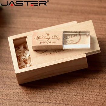 Флеш-накопитель JASTER 64GB Crystal Maple USB 32GB Maple Box Бесплатный пользовательский логотип 16GB 128GB Бамбуковые подарочные флешки для свадебной фотографии