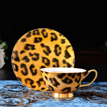 Чашка с блюдцами из костяного фарфора с леопардовым принтом, Фарфор, Дикая природа, Креативные Свадебные подарки, Послеобеденная чашка для чая, Кофейная посуда