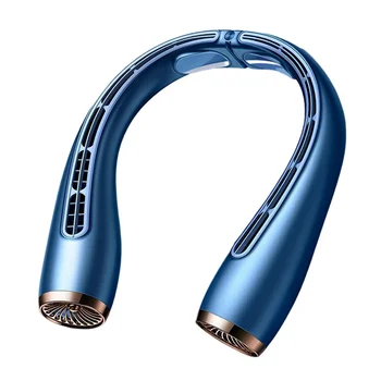 Шейный вентилятор USB-вентилятор с турбонаддувом без лопастей, перезаряжаемый немой портативный домашний наружный вентилятор, Складной охлаждающий вентилятор, синий
