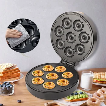 Электрическая мини-машина для приготовления пончиков, вафель, тортов, Закусок, десертов с антипригарным покрытием для кухни