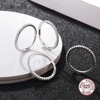 Ювелирные изделия из настоящего Серебра с покрытием из крошечного 1 линии кубического Циркона, упаковка с подарочным чехлом, высококачественное кольцо 925 пробы